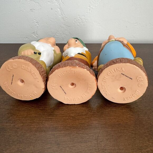 Disney’s Seven Dwarfs 6" Vinyl Plastic Figures Set of 3 Snow White Vintage - Picture 2 of 6